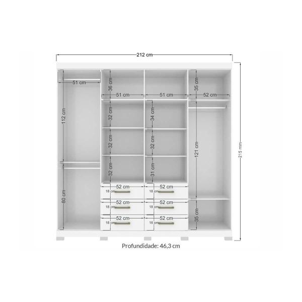 Imagem de Guarda Roupa 2 Peças (1GuardaRoupa+1Cômoda) QC141 Branco - Santos Andirá