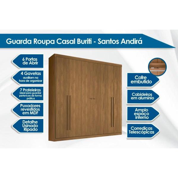 Imagem de Guarda Roupa 2 Peças (1GuardaRoupa+1Cômoda) QC192 Jatobá - Santos Andirá