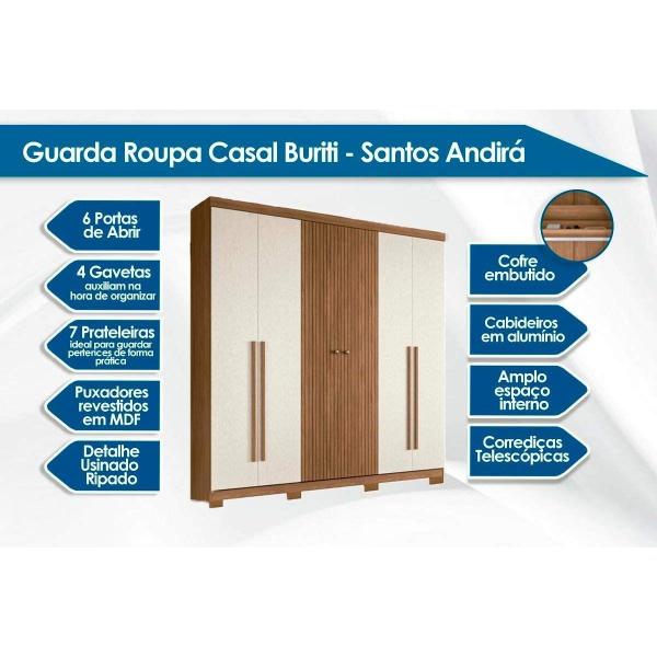 Imagem de Guarda Roupa 2 Peças (1GuardaRoupa+1Cômoda) QC194 Jatobá - Santos Andirá