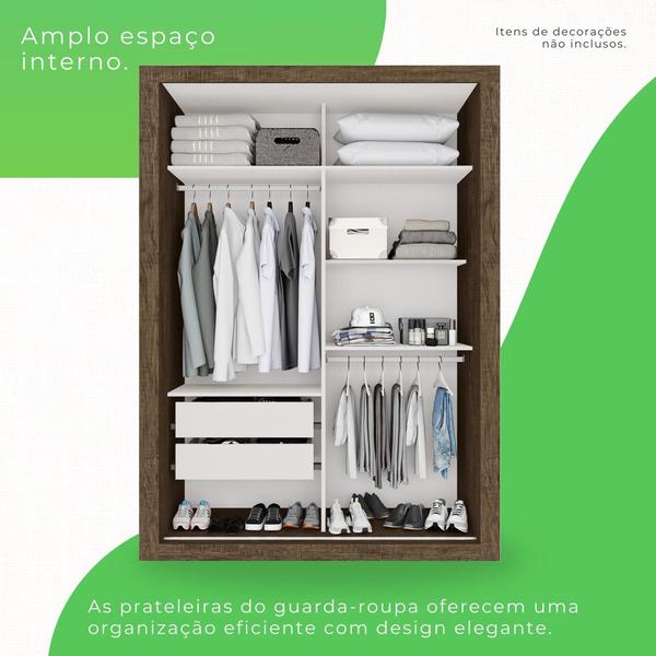 Imagem de Guarda Roupa 2 Portas 2 Gavetas MDP com Espelho Ipe