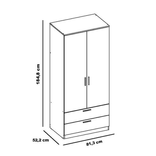 Imagem de Guarda-Roupa 2 Portas 2 Gavetas Sleep Cinza Caemmun