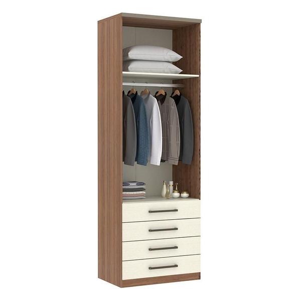 Imagem de Guarda Roupa 2 Portas 4 Gavetas 79cm Vanilla Com Linho