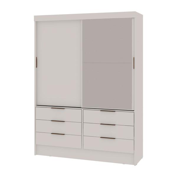 Imagem de Guarda-Roupa 2 Portas 6 Gavetas com Espelho 0559 Branco - Genialflex