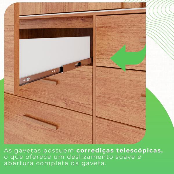 Imagem de Guarda Roupa 2 Portas 6 Gavetas MDP com Espelho Cinamomo