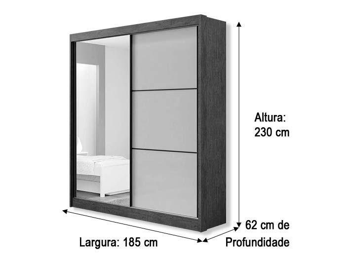 Imagem de Guarda-Roupa 2 Portas C/ Espelho Flex Cin/Graf Athenas D'Doro