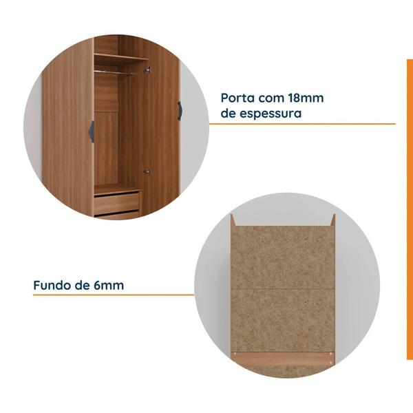 Imagem de Guarda Roupa 2 Portas com Cabideiro 2 Gavetas Hera CabeCasa MadeiraMadeira