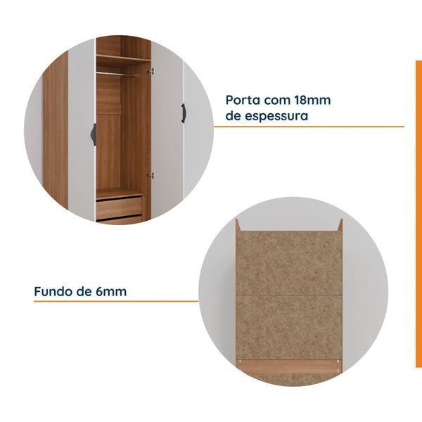 Imagem de Guarda Roupa 2 Portas com Cabideiro 2 Gavetas Hera CabeCasa MadeiraMadeira