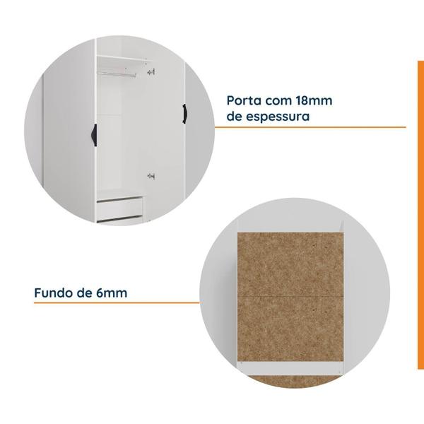 Imagem de Guarda-Roupa 2 Portas com Cabideiro e 2 Gavetas Hera CabeCasa MadeiraMadeira