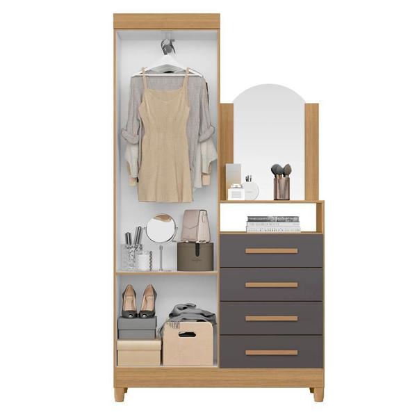 Guarda Roupa 2 Portas com Cômoda Capri Nature/ Titanium - Albatroz Imagem de Guarda Roupa 2 Portas com Cômoda Capri Nature/ Titanium - Albatroz