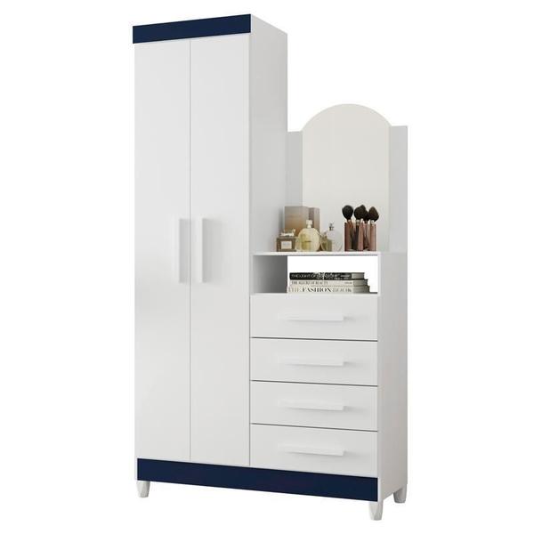 Imagem de Guarda Roupa 2 Portas com Cômoda Capri  Quadriflex - Branco, Azul Matte, Rosa Matte, Titanium  - Albatroz