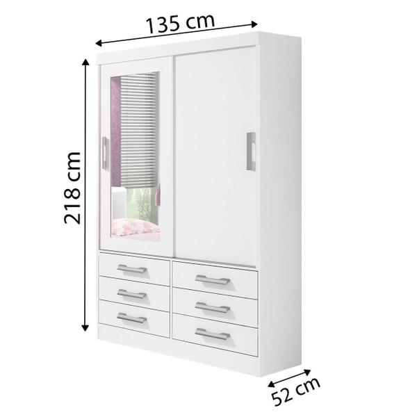 Imagem de Guarda-Roupa 2 Portas Com Espelho Branco Meridian D'Doro