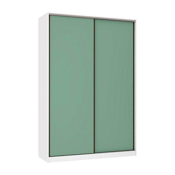 Imagem de Guarda Roupa 2 Portas De Correr 159cm Branco Com Verde Jade