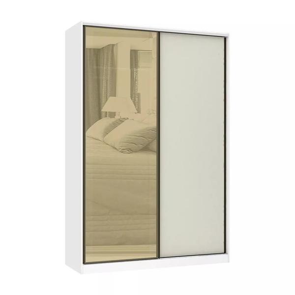 Imagem de Guarda Roupa 2 Portas de Correr 3 Gavetas 159cm com Vidro Reflecta Bronze Prime Luciane Móveis