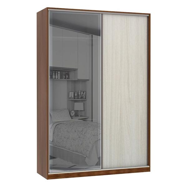 Imagem de Guarda Roupa 2 Portas de Correr Alumínio Inox com Vidro Reflecta Prata 159 cm Prime Luciane Móveis