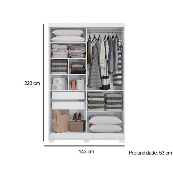 Imagem de Guarda Roupa 2 Portas de Correr e 2 Gavetas c/Pés N571 Branco/Macadamia - Kappesberg