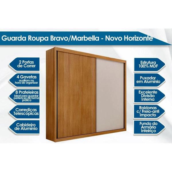 Imagem de Guarda Roupa 2 Portas de Correr e 4 Gavetas Bravo/Marbella Cumaru - Novo Horizonte