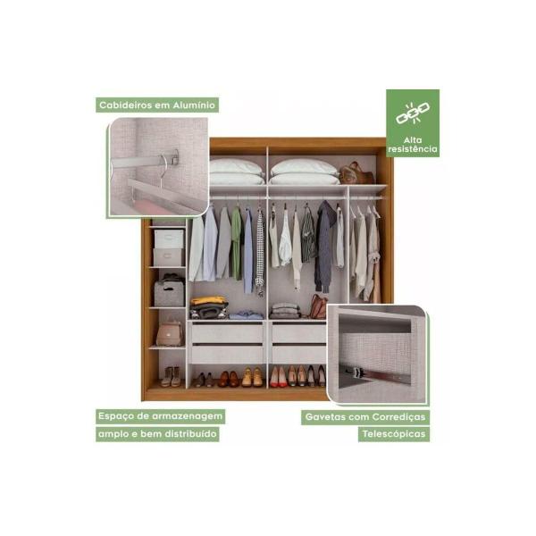 Imagem de Guarda Roupa 2 Portas de Correr e 4 Gavetas Velaris Amendoa Clean - Lopas