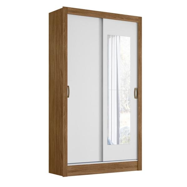 Imagem de Guarda Roupa 2 Portas Deslizantes com Espelho Natal Naturale Branco 978026 Moval