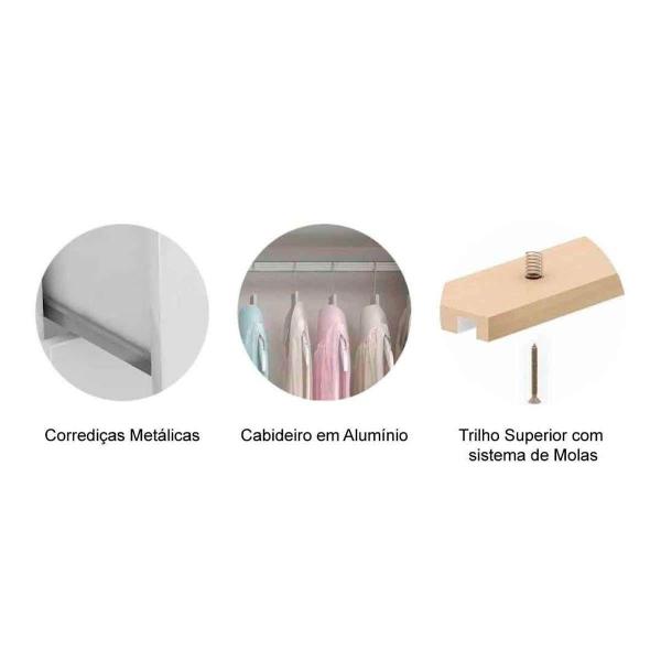 Imagem de Guarda Roupa 2 Portas e 3 Gavetas c/ Espelho Heloisa Nature/Off White - ACP