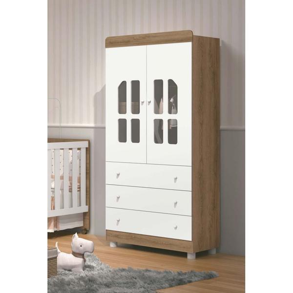 Imagem de Guarda-Roupa 2 Portas Katatau Branco Brilho com Mezzo - MoveisAqui