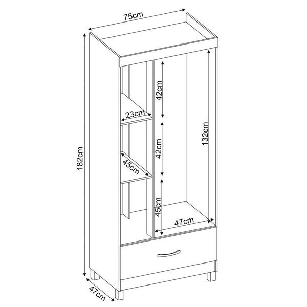 Imagem de Guarda Roupa 3 Portas 1 Gaveta Prince D02 Branco - Mpozenato