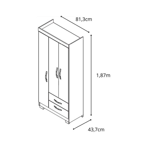 Imagem de Guarda-Roupa 3 Portas 2 Gavetas NT5000 Notável Móveis