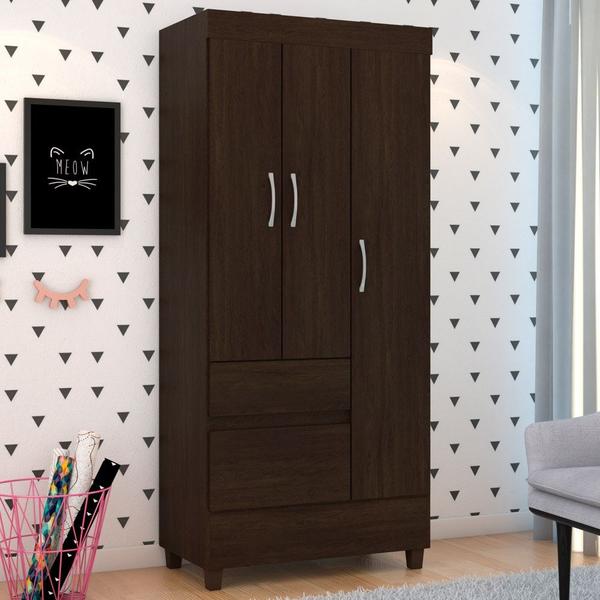 Imagem de Guarda Roupa 3 Portas 2 Gavetas Wind D02 Ebano Touch - Mpozenato