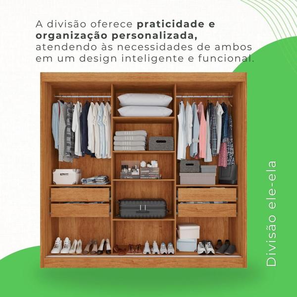 Imagem de Guarda Roupa 3 Portas 4 Gavetas MDF Cinamomo e Off