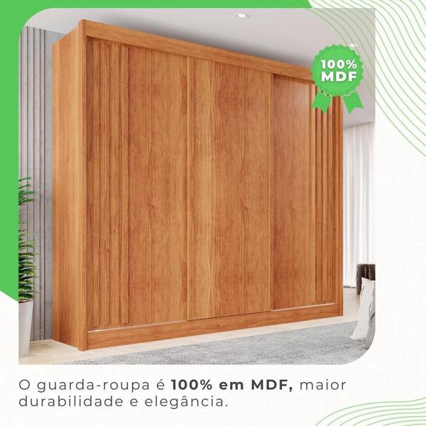 Imagem de Guarda Roupa 3 Portas 4 Gavetas MDF Cinamomo