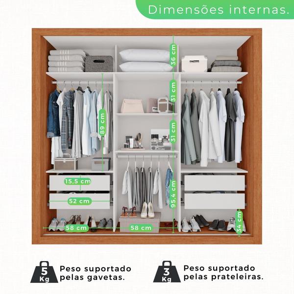 Imagem de Guarda Roupa 3 Portas 4 Gavetas MDP Cinamomo Off