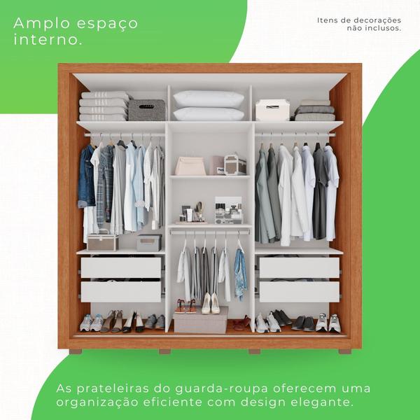 Imagem de Guarda Roupa 3 Portas 4 Gavetas MDP com Pés Cinamomo e Off