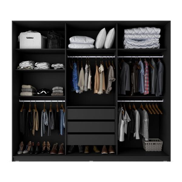 Imagem de Guarda Roupa 3 Portas de Correr com Espelho Terrazo MDF Espresso Moveis