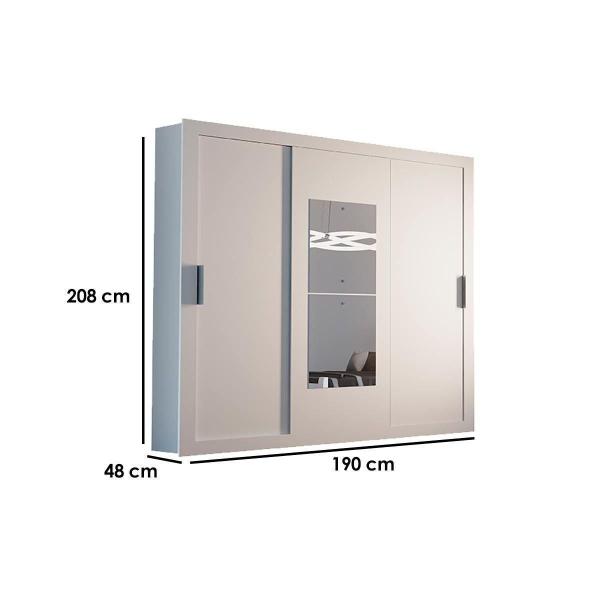 Imagem de Guarda Roupa 3 Portas  de Correr e 4 Gavetas c/ Espelho Veneza Premium Branco - Rufato