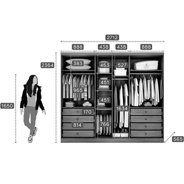 Imagem de Guarda Roupa 3 Portas de Correr e 8 Gavetas Diamond/Londres Cumaru/Fendi - Novo Horizonte