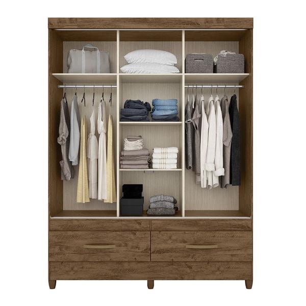 Imagem de Guarda Roupa 3 Portas Deslizantes New Suécia Castanho Wood Avelã Wood Flex 901381 Moval