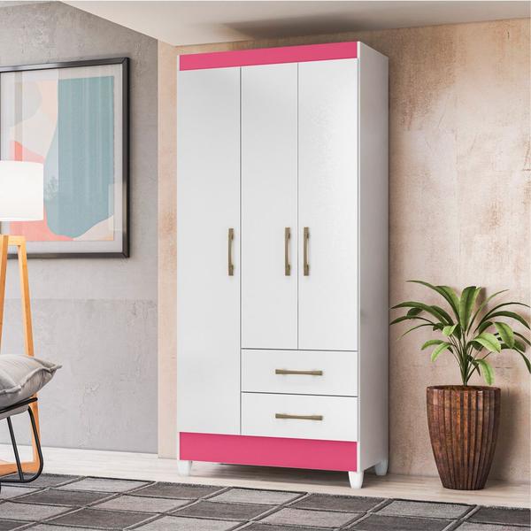 Imagem de Guarda Roupa 3 Portas Lima Branco Rosa 951440 Moval