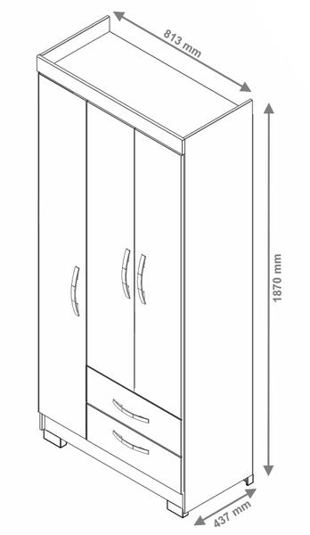 Imagem de Guarda-Roupa 3 Portas NT 5000 Branco - Notável