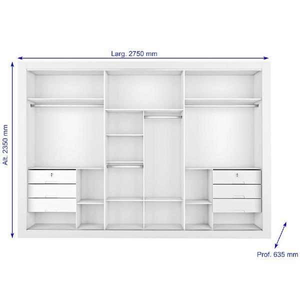 Imagem de Guarda Roupa 3 Portas Vitória com Espelho MDF - Móveis Europa