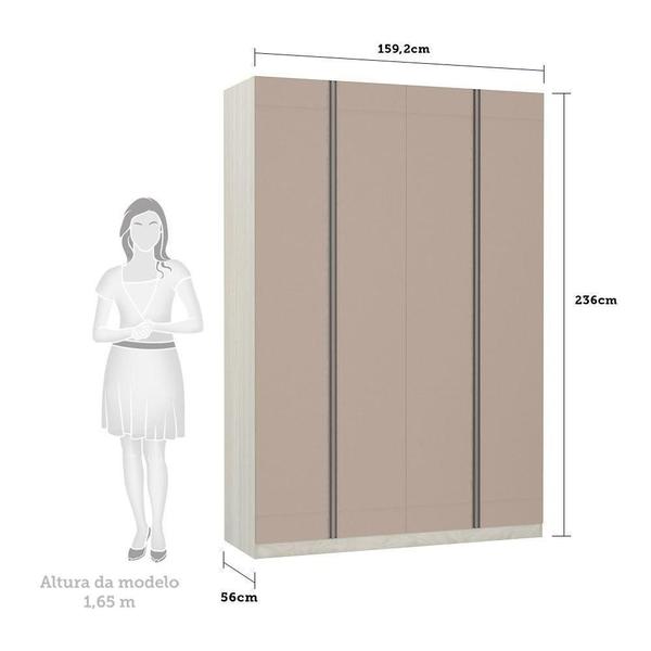 Imagem de Guarda-roupa 4 Portas 160 Cm Legno Crema Com Connect