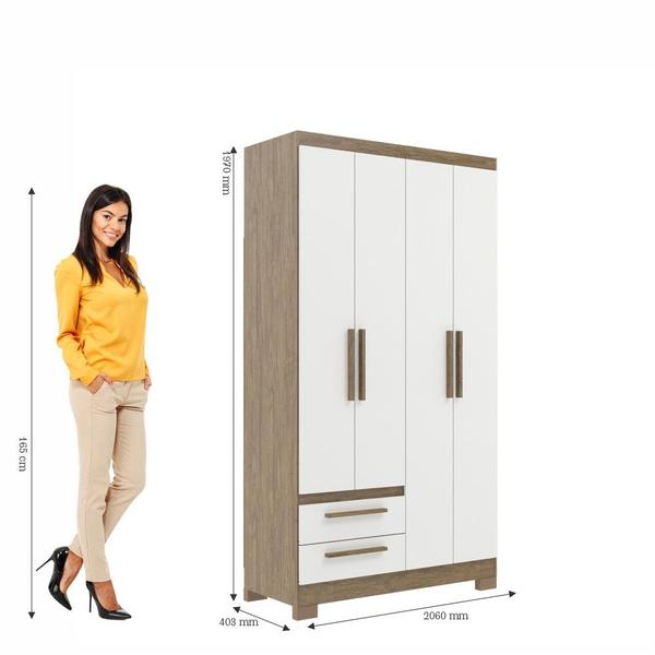 Imagem de Guarda Roupa 4 Portas 2 Gavetas 4 Prateleiras Wood/ Branco - Decibal