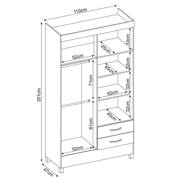 Imagem de Guarda Roupa 4 Portas 2 Gavetas Astro D02 Ebano Touch - Mpozenato