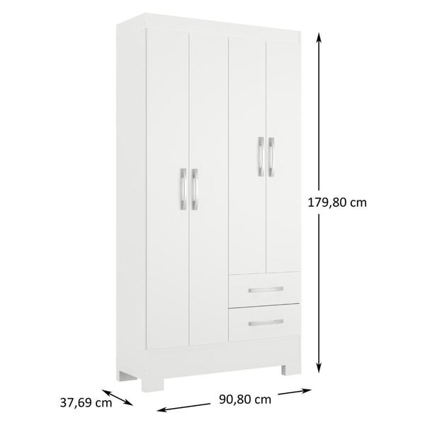 Imagem de Guarda Roupa 4 Portas 2 Gavetas GR4223 Branco Imperatriz Rodial Móveis