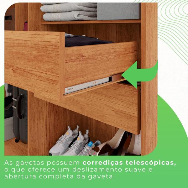 Imagem de Guarda Roupa 4 Portas 2 Gavetas MDP com Pés Cinamomo