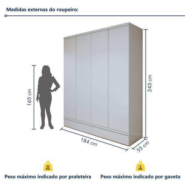 Imagem de Guarda-roupa 4 Portas 3 Gavetas 100% Mdf Urbano