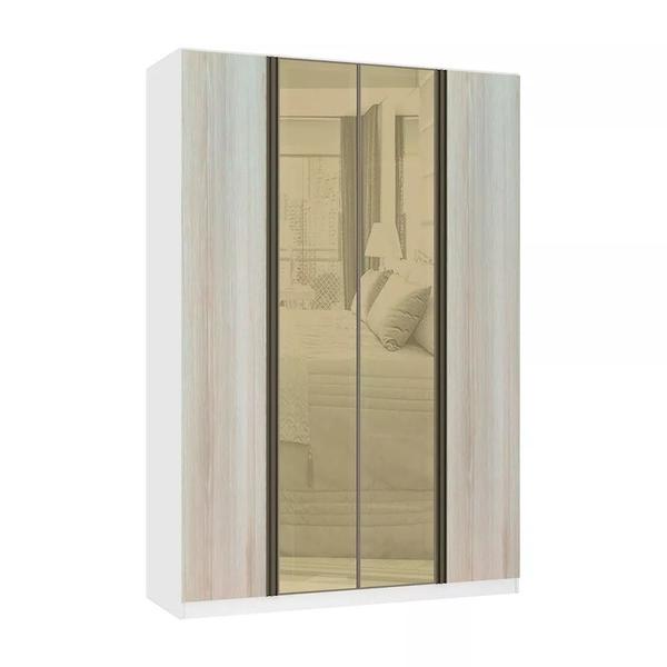 Imagem de Guarda Roupa 4 Portas 3 Gavetas 159,2 cm com Vidro Reflecta Bronze Prime Luciane Móveis