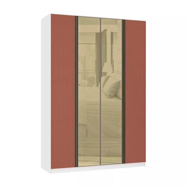 Imagem de Guarda Roupa 4 Portas 3 Gavetas 159,2 cm com Vidro Reflecta Bronze Prime Luciane Móveis