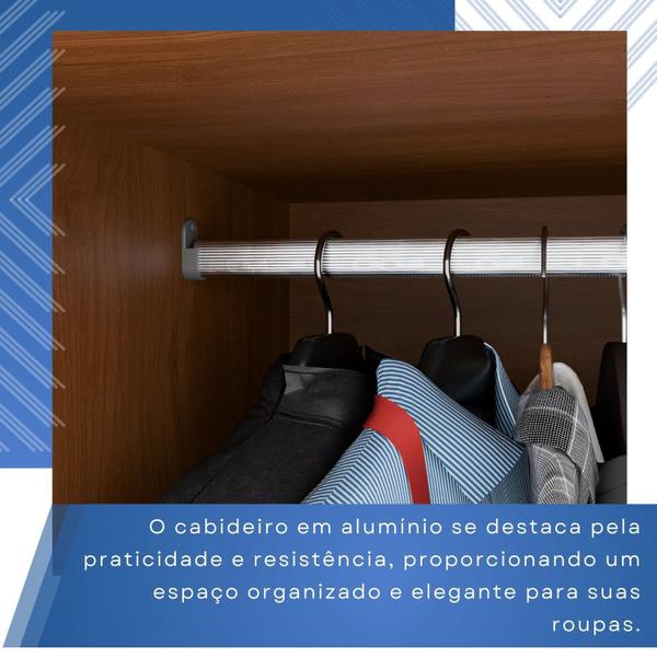 Imagem de Guarda-roupa 4 Portas 3 Gavetas com Espelho com Pés New Malibu Espresso Móveis Cinamomo