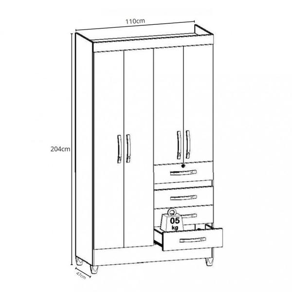 Imagem de Guarda Roupa 4 Portas 4 Gavetas Sobral Moval