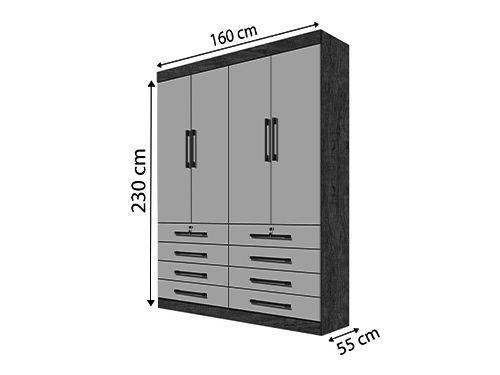 Imagem de Guarda-Roupa 4 Portas 8 Gavetas Cinamomo/Off Mônaco1.6 D'Doro