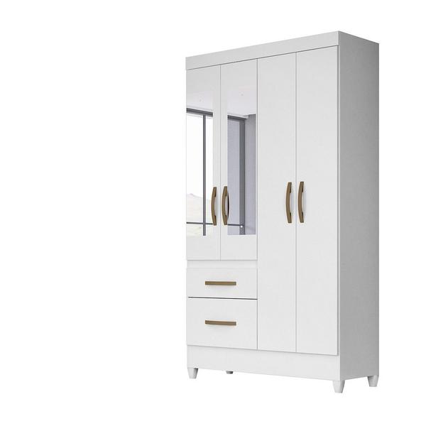 Imagem de Guarda Roupa 4 Portas com Espelho Madri Branco Rosa Azul Lilás Flex 852440 Moval